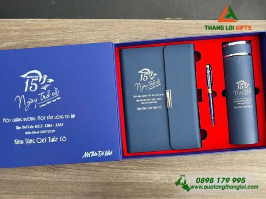 Giftset (Sổ+Bình+Bút) - In Khắc Nội Dung Tri Ân Trường THPT Cộng Hiền