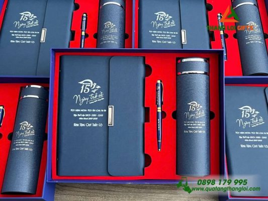 Giftset (Sổ+Bình+Bút) - In Khắc Nội Dung Tri Ân Trường THPT Cộng Hiền