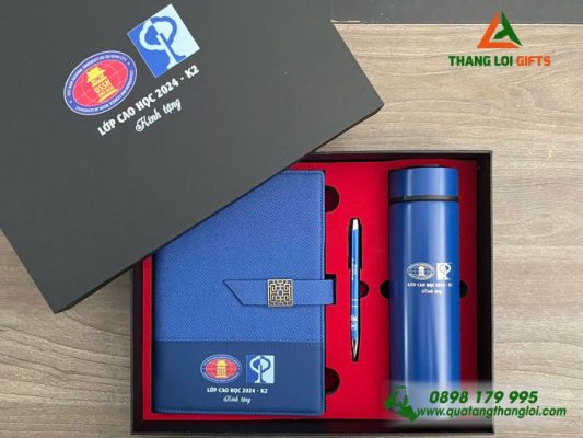Set Quà Tặng (Sổ+Bình+Bút) - In Khắc Logo Trường Đại Học KHXH&NV