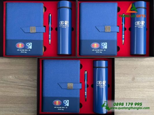 Set Quà Tặng (Sổ+Bình+Bút) - In Khắc Logo Trường Đại Học KHXH&NV