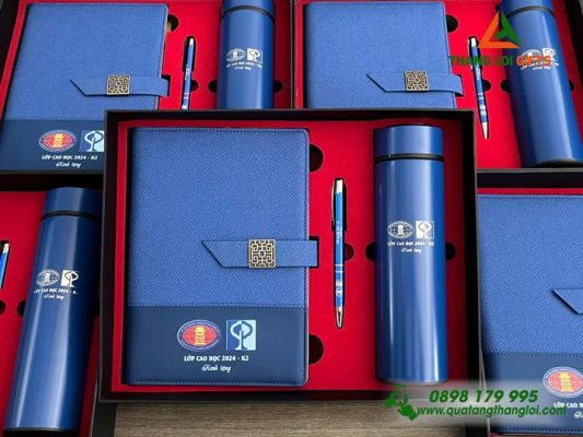 Set Quà Tặng (Sổ+Bình+Bút) - In Khắc Logo Trường Đại Học KHXH&NV