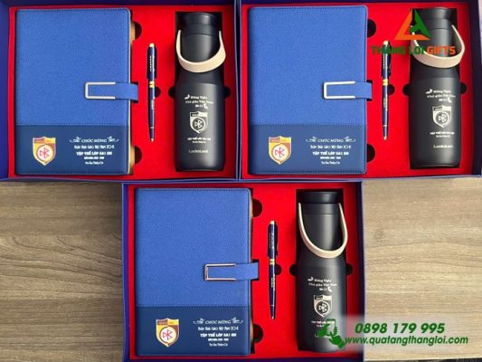Bộ Quà Tặng (Sổ+Bình Lock+Bút) - In Khắc Logo Tập Thể Lớp 5A1