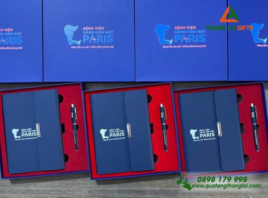 Bộ Quà Tặng (Sổ+Bút) - In Khắc Logo Bệnh Viện Răng Hàm Mặt Paris