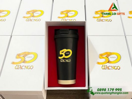 Bộ Ly Giữ Nhiệt 530ml – In Logo 50 Năm Báo Giác Ngộ