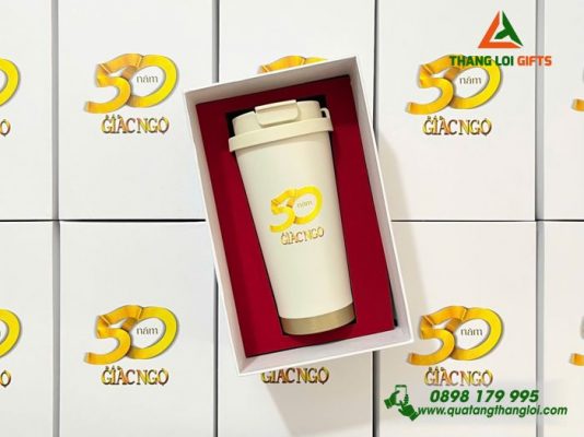 Bộ Ly Giữ Nhiệt 530ml – In Logo 50 Năm Báo Giác Ngộ