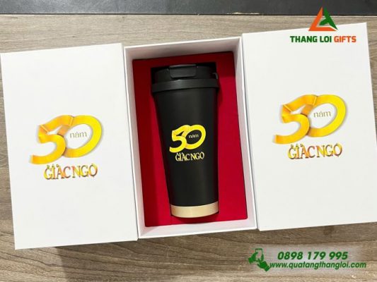 Bộ Ly Giữ Nhiệt 530ml – In Logo 50 Năm Báo Giác Ngộ