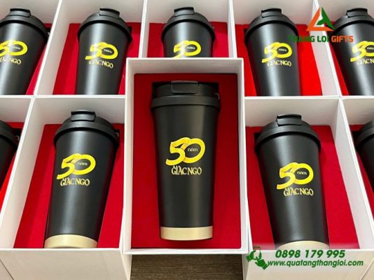Bộ Ly Giữ Nhiệt 530ml – In Logo 50 Năm Báo Giác Ngộ