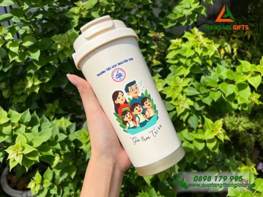 Ly Giữ Nhiệt 530ml - In Logo Hình Ảnh Trường Tiểu Học Nguyễn Trãi