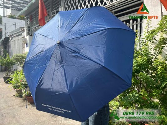 Ô Dù Cầm Tay Gập 3 Màu Xanh – In Logo Doanh Nghiệp Royal Thai