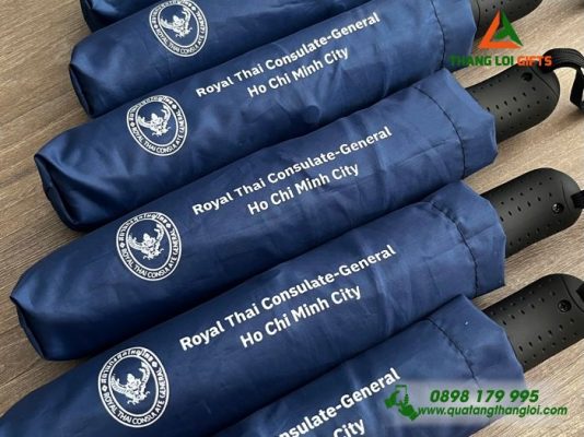 Ô Dù Cầm Tay Gập 3 Màu Xanh – In Logo Doanh Nghiệp Royal Thai
