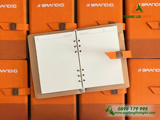 Sổ Tay Bìa Còng Màu Cam – In Logo Doanh Nghiệp BRAND ID
