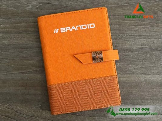 Sổ Tay Bìa Còng Màu Cam – In Logo Doanh Nghiệp BRAND ID
