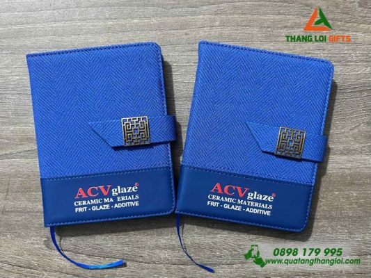 Sổ Tay Dán Gáy Mini Màu Xanh - In Logo Doanh Nghiệp ACV Glaze