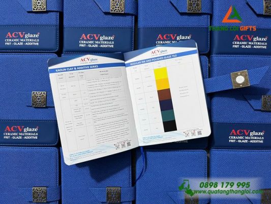 Sổ Tay Dán Gáy Mini Màu Xanh - In Logo Doanh Nghiệp ACV Glaze