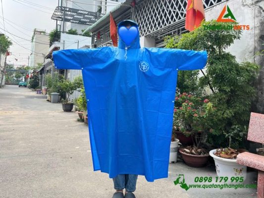Áo Mưa Vải Rạng Đông Màu Xanh – In Logo Bảo Hiểm Xã Hội Việt Nam
