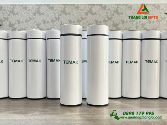 Bình Giữ Nhiệt 500ml Màu Trắng - In Logo Doanh Nghiệp TEMAK