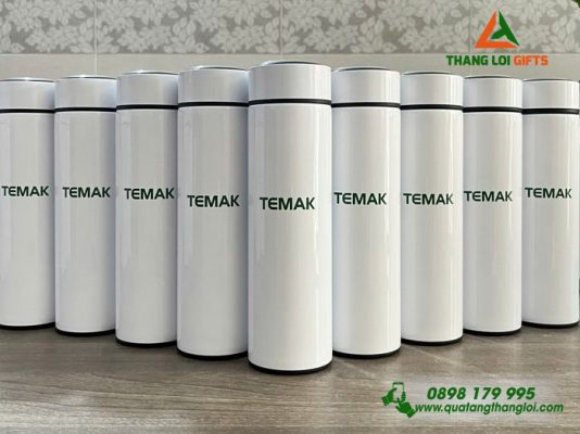 Bình Giữ Nhiệt 500ml Màu Trắng - In Logo Doanh Nghiệp TEMAK