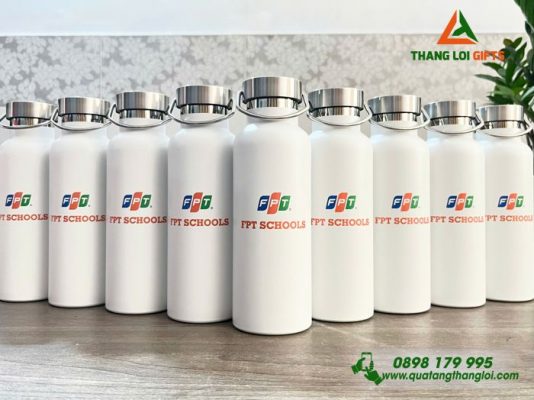 Bình Giữ Nhiệt Màu Trắng 500ml – In Logo Trường FPT