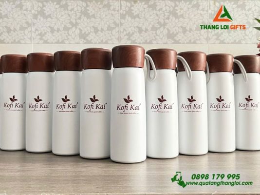 Bình Giữ Nhiệt Nắp Vân Gỗ 500ml - In Logo Doanh Nghiệp Kofi Kai