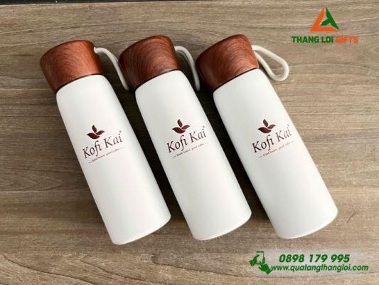 Bình Giữ Nhiệt Nắp Vân Gỗ 500ml - In Logo Doanh Nghiệp Kofi Kai
