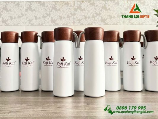 Bình Giữ Nhiệt Nắp Vân Gỗ 500ml - In Logo Doanh Nghiệp Kofi Kai