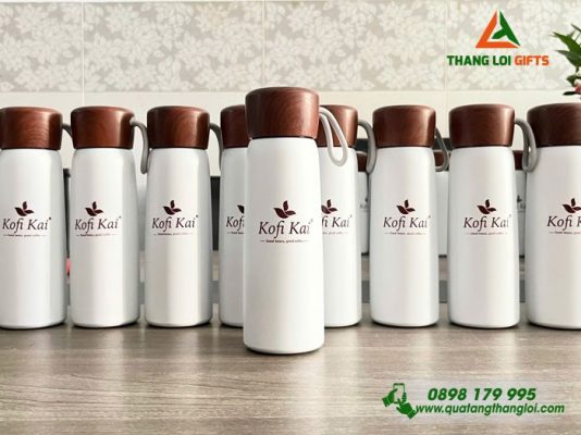 Bình Giữ Nhiệt Nắp Vân Gỗ 500ml - In Logo Doanh Nghiệp Kofi Kai