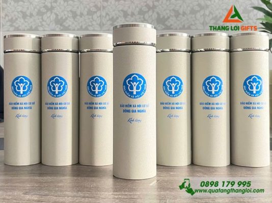 Bình Giữ Nhiệt Sơn Nhám 500ml - In Logo Bảo Hiểm Xã Hội Việt Nam