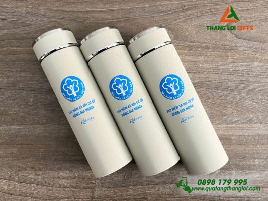 Bình Giữ Nhiệt Sơn Nhám 500ml - In Logo Bảo Hiểm Xã Hội Việt Nam