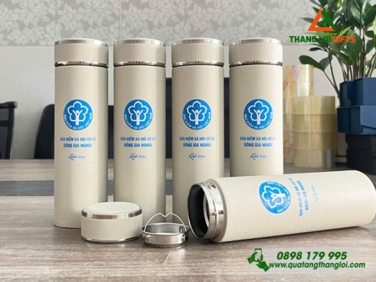 Bình Giữ Nhiệt Sơn Nhám 500ml - In Logo Bảo Hiểm Xã Hội Việt Nam