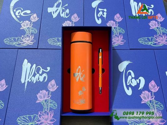 GST 93 – Combo Quà Tặng (Bình Giữ Nhiệt + Bút Ký) - In Khắc Logo Làm Quà Tri Ân