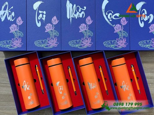 GST 93 – Combo Quà Tặng (Bình Giữ Nhiệt + Bút Ký) - In Khắc Logo Làm Quà Tri Ân