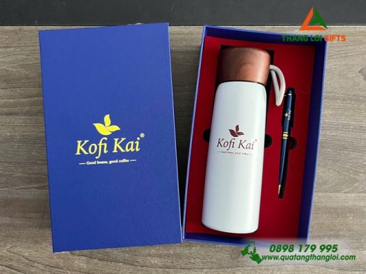 Combo Quà Tặng (Bình+Bút) - In Khắc Logo Doanh Nghiệp Kofi Kai