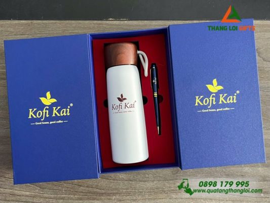 Combo Quà Tặng (Bình+Bút) - In Khắc Logo Doanh Nghiệp Kofi Kai