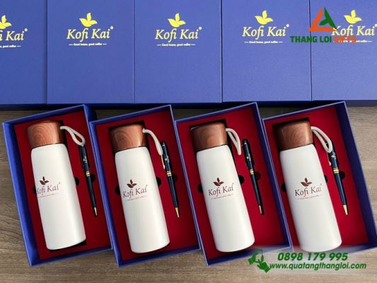 Combo Quà Tặng (Bình+Bút) - In Khắc Logo Doanh Nghiệp Kofi Kai