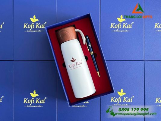 Combo Quà Tặng (Bình+Bút) - In Khắc Logo Doanh Nghiệp Kofi Kai