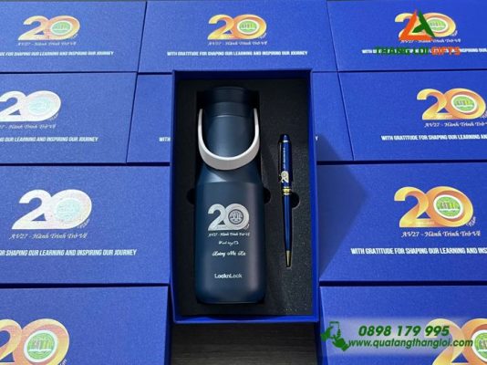 Bộ Quà Tặng (Bình Lock+Bút Ký) – In Khắc Logo Trường ĐH Nông Lâm