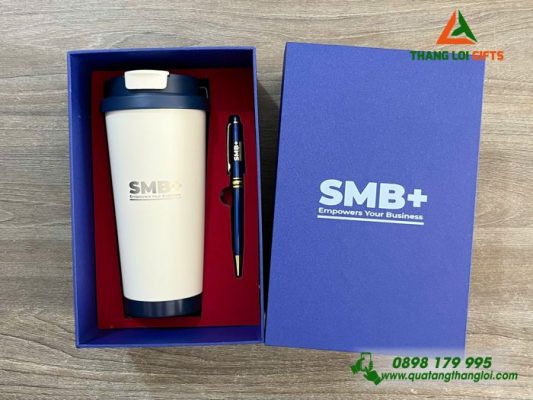 Combo Quà Tặng (Ly+Bút) - In Khắc Logo Doanh Nghiệp SMB+