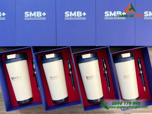 Combo Quà Tặng (Ly+Bút) - In Khắc Logo Doanh Nghiệp SMB+