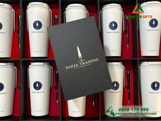 Set Quà Tặng (Ly Lock&Lock+Bút Ký) - In Khắc Logo NINJA TRADING