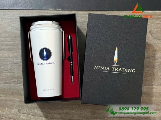 Set Quà Tặng (Ly Lock&Lock+Bút Ký) - In Khắc Logo NINJA TRADING