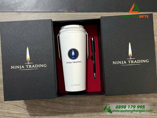 Set Quà Tặng (Ly Lock&Lock+Bút Ký) - In Khắc Logo NINJA TRADING