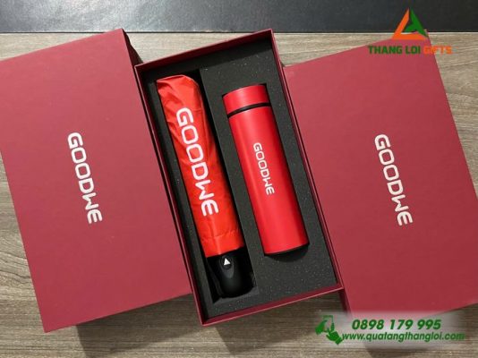 Set Quà Tặng (Ô Dù+Bình Giữ Nhiệt) - In Logo Doanh Nghiệp GOODWE