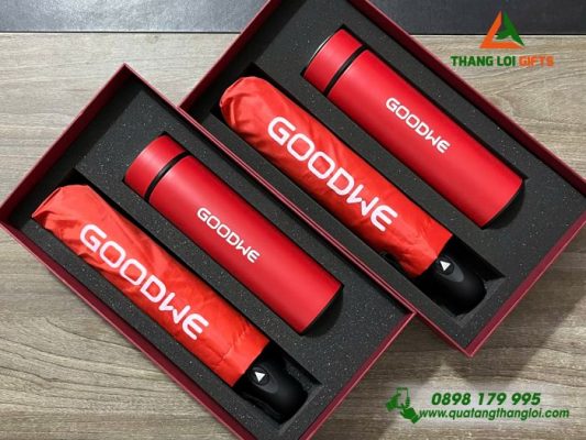 Set Quà Tặng (Ô Dù+Bình Giữ Nhiệt) - In Logo Doanh Nghiệp GOODWE