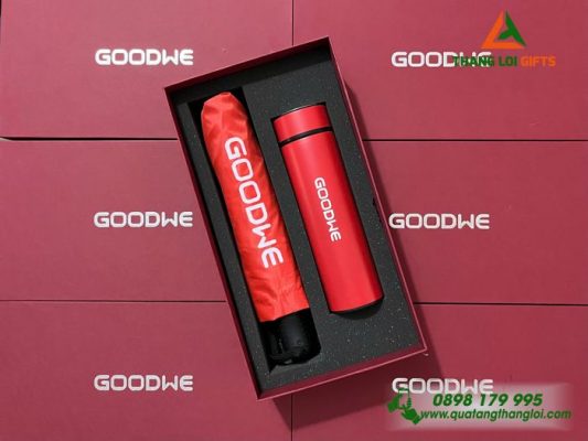 Set Quà Tặng (Ô Dù+Bình Giữ Nhiệt) - In Logo Doanh Nghiệp GOODWE