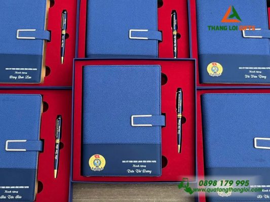 Combo Quà Tặng (Sổ + Bút) - In Khắc Logo Công Đoàn Việt Nam