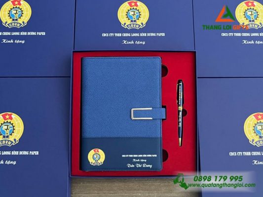 Combo Quà Tặng (Sổ + Bút) - In Khắc Logo Công Đoàn Việt Nam