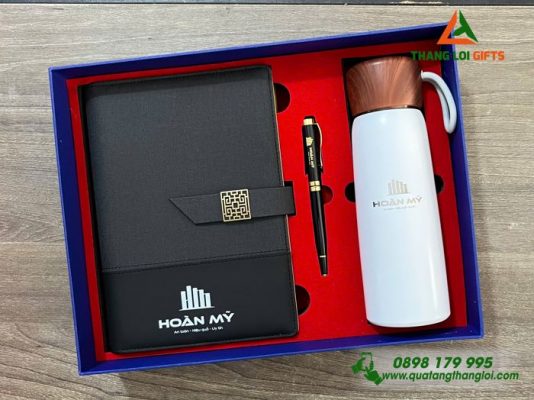 Set Quà Tặng (Sổ+Bình+Bút) – In Khắc Logo Doanh Nghiệp Hoàn Mỹ