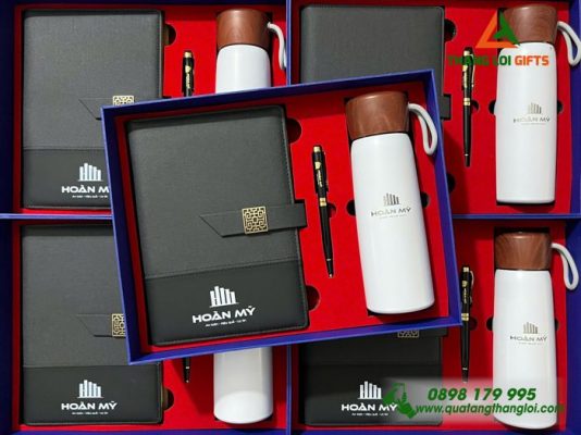 Set Quà Tặng (Sổ+Bình+Bút) – In Khắc Logo Doanh Nghiệp Hoàn Mỹ