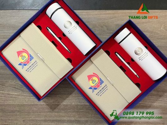 Combo Quà Tặng (Sổ+Bình+Bút) – In Khắc Logo Đại Hội Công Đoàn