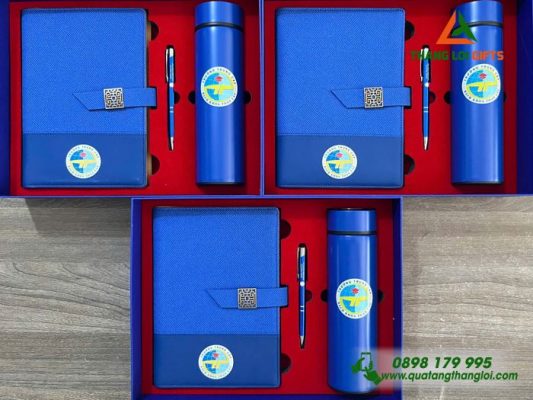 Giftset (Sổ+Bình+Bút) - In Khắc Logo Trường Trung Cấp Bách Khoa